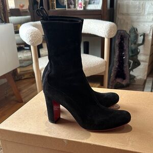 Christian Louboutin Black Women's Gena Bootie 85 veau velours stretch size 6.5